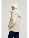 Moodo Krátka prešívaná bunda s kapucňou béžová Moodo