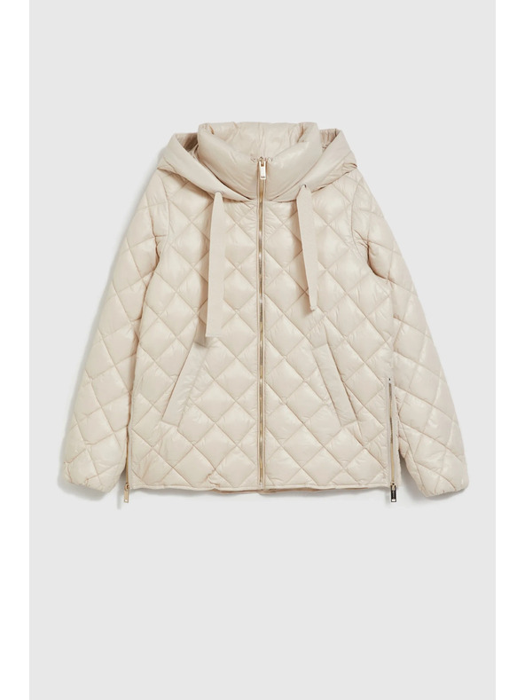 Moodo Krátka prešívaná bunda s kapucňou béžová Moodo