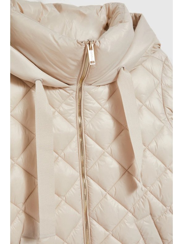 Moodo Krátka prešívaná bunda s kapucňou béžová Moodo