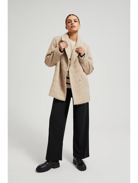 Moodo Dvojradový kabát s golierom béžový Moodo