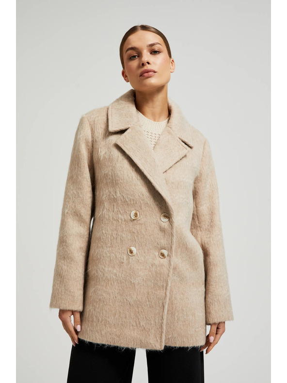 Moodo Dvojradový kabát s golierom béžový Moodo