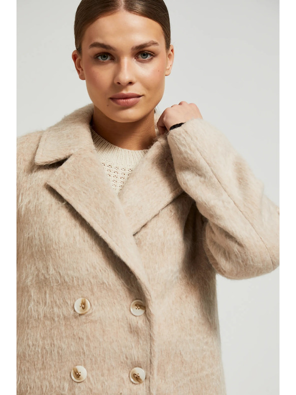 Moodo Dvojradový kabát s golierom béžový Moodo
