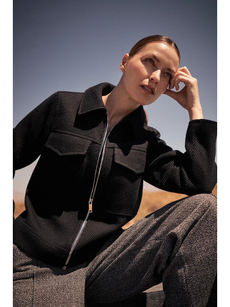 Moodo Čierna bunda s veľkými vreckami Moodo