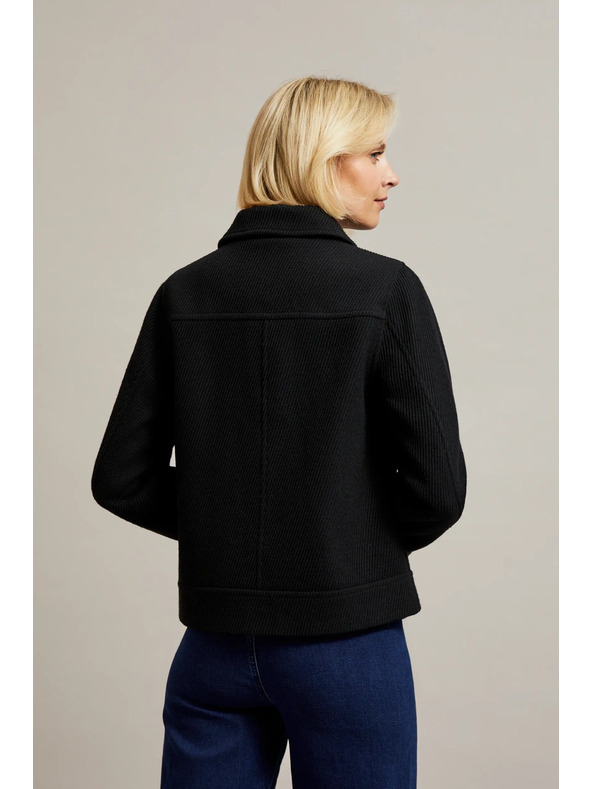 Moodo Čierna bunda s veľkými vreckami Moodo