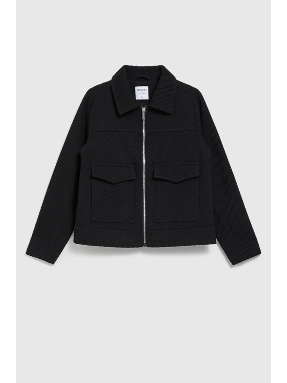 Moodo Čierna bunda s veľkými vreckami Moodo