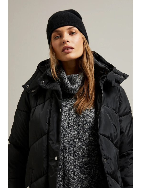 Moodo Dlhá prešívaná bunda s kapucňou čierna Moodo