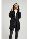 Moodo Prešívaná bunda s kapucňou a zapínateľnými vreckami čierna Moodo