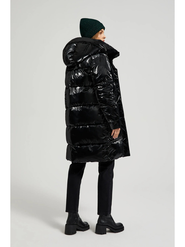 Moodo Dlhá bunda s kapucňou čierna Moodo