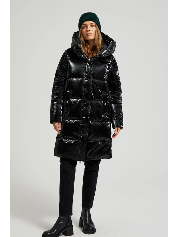 Moodo Dlhá bunda s kapucňou čierna Moodo