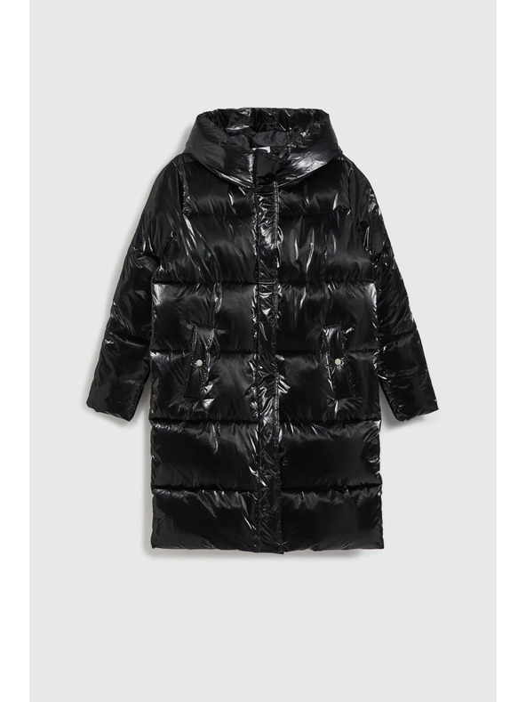 Moodo Dlhá bunda s kapucňou čierna Moodo