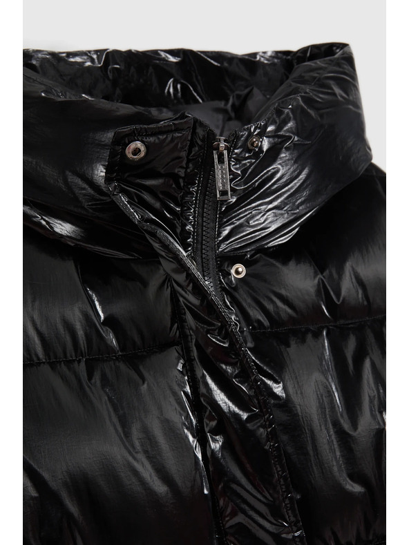 Moodo Dlhá bunda s kapucňou čierna Moodo