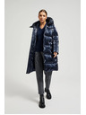 Moodo Dlhá metalická bunda navy Moodo