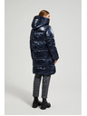 Moodo Dlhá metalická bunda navy Moodo
