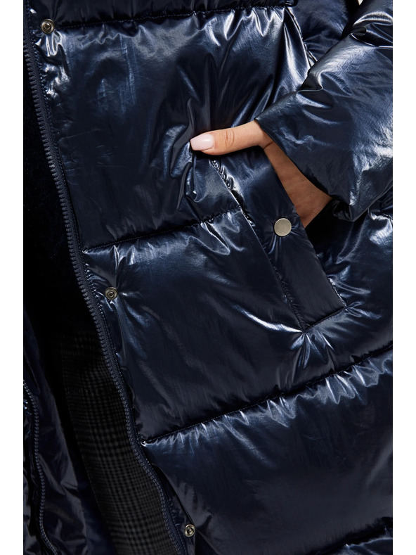 Moodo Dlhá metalická bunda navy Moodo