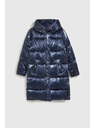Moodo Dlhá metalická bunda navy Moodo
