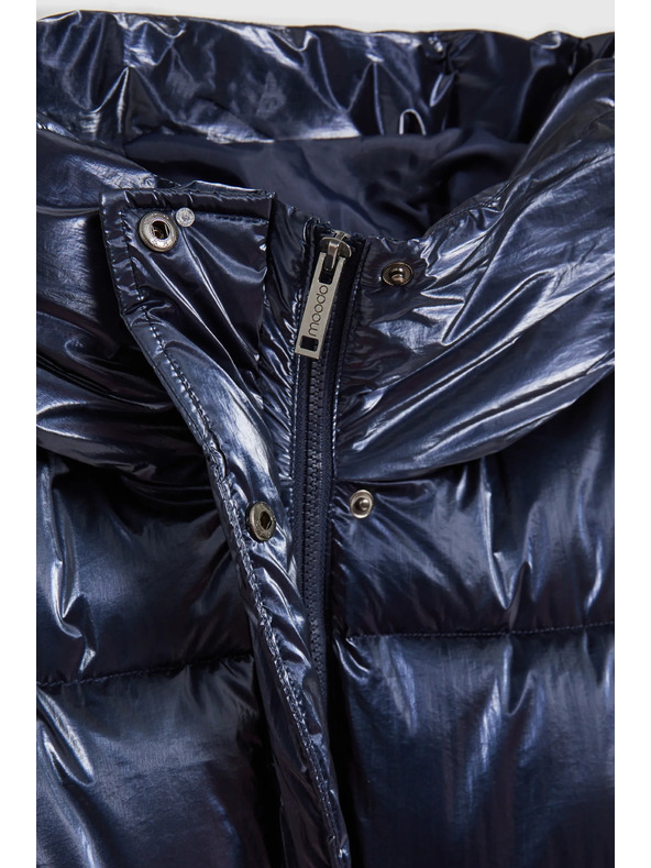 Moodo Dlhá metalická bunda navy Moodo