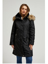 Moodo Zimná bunda s kožušinovým kapucňou čierna Moodo