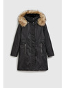 Moodo Zimná bunda s kožušinovým kapucňou čierna Moodo