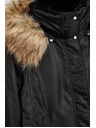Moodo Zimná bunda s kožušinovým kapucňou čierna Moodo