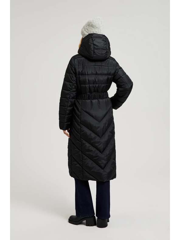 Moodo Prešívaná bunda s páskom čierna Moodo