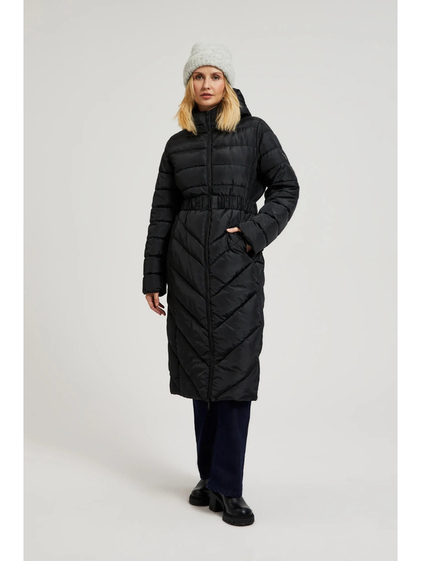 Moodo Prešívaná bunda s páskom čierna Moodo