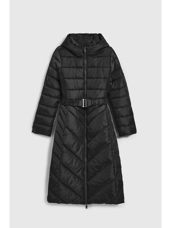 Moodo Prešívaná bunda s páskom čierna Moodo