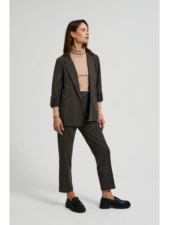 Moodo Čierne sako zdobené metalickou niťou so vyhrnutými rukávmi Moodo