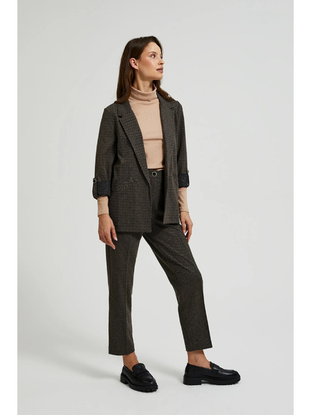 Moodo Čierne sako zdobené metalickou niťou so vyhrnutými rukávmi Moodo