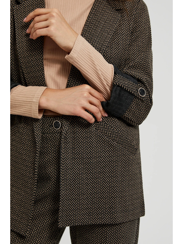 Moodo Čierne sako zdobené metalickou niťou so vyhrnutými rukávmi Moodo