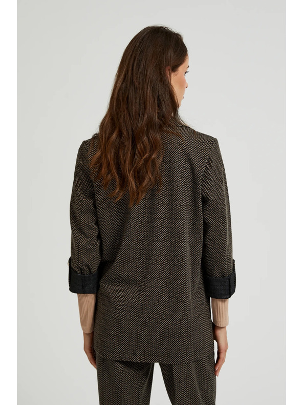 Moodo Čierne sako zdobené metalickou niťou so vyhrnutými rukávmi Moodo