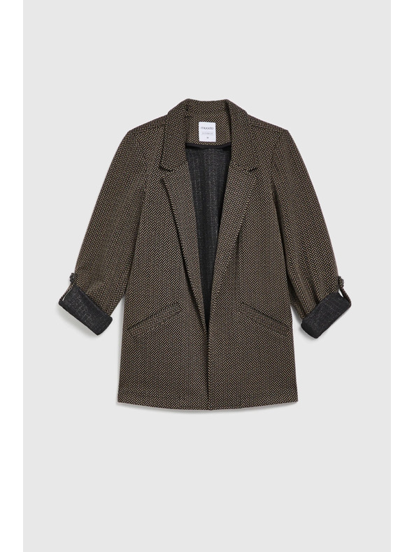 Moodo Čierne sako zdobené metalickou niťou so vyhrnutými rukávmi Moodo