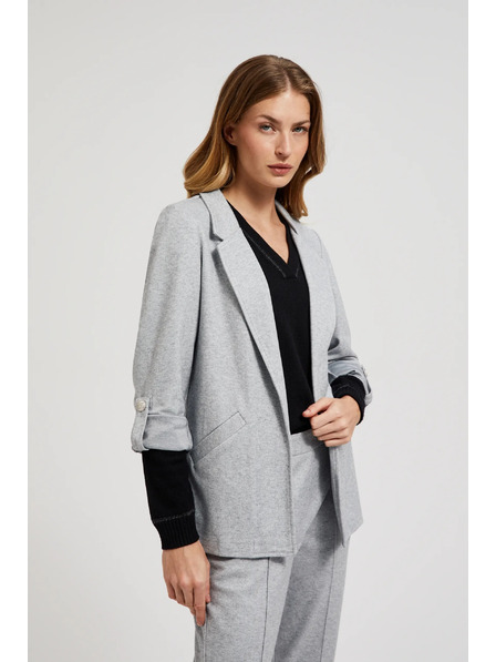 Moodo Sivé sako bez zapínania so vyhrnutými rukávmi Moodo
