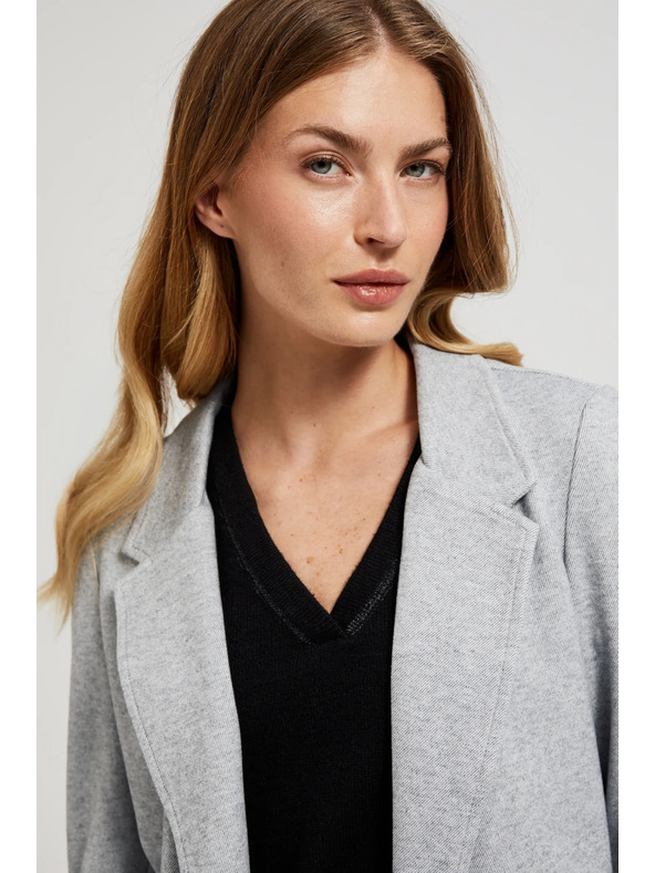 Moodo Sivé sako bez zapínania so vyhrnutými rukávmi Moodo