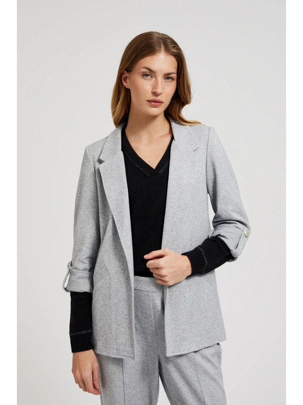 Moodo Sivé sako bez zapínania so vyhrnutými rukávmi Moodo