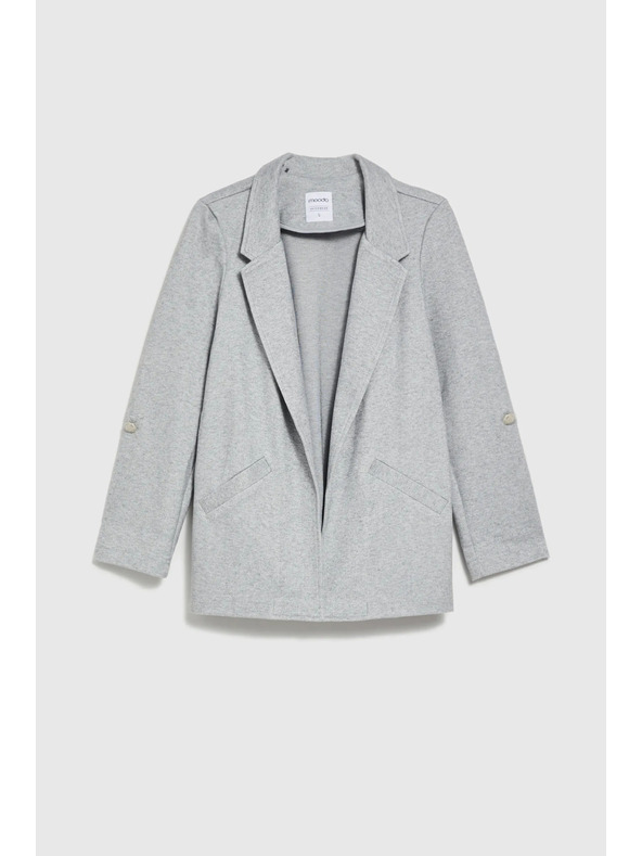 Moodo Sivé sako bez zapínania so vyhrnutými rukávmi Moodo