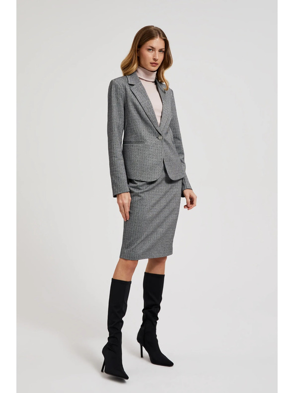 Moodo Jednostranný elegantný blejzer s dlhými rukávmi sivý Moodo