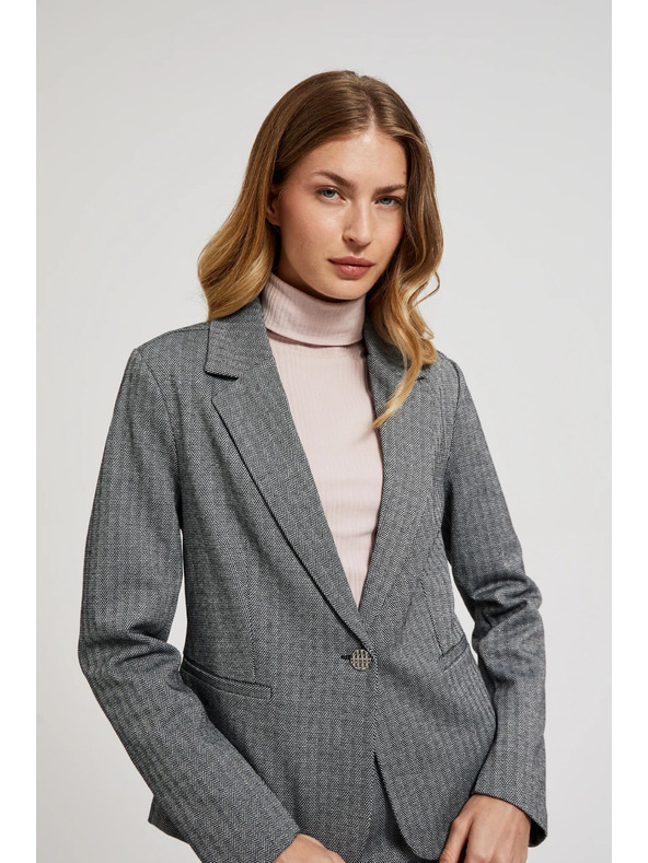 Moodo Jednostranný elegantný blejzer s dlhými rukávmi sivý Moodo