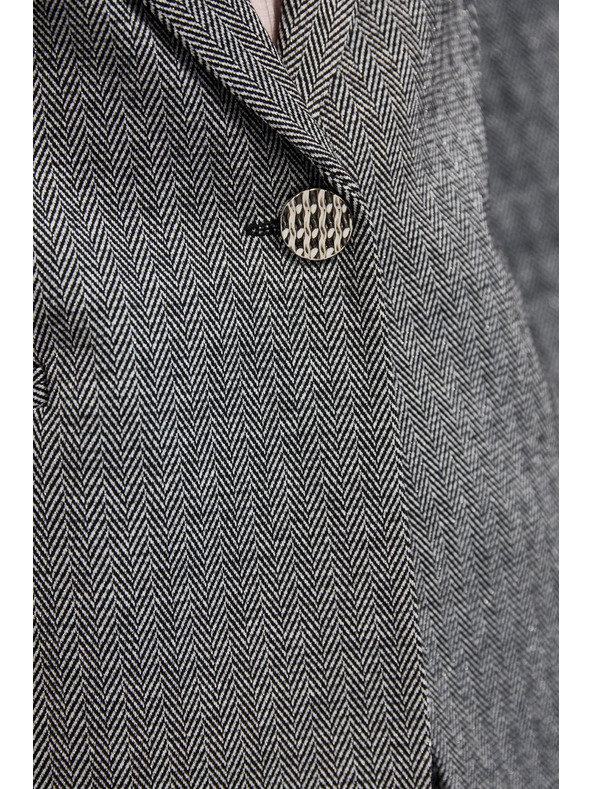 Moodo Jednostranný elegantný blejzer s dlhými rukávmi sivý Moodo