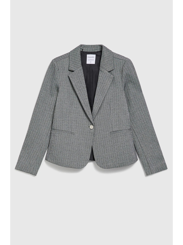 Moodo Jednostranný elegantný blejzer s dlhými rukávmi sivý Moodo