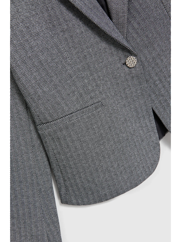 Moodo Jednostranný elegantný blejzer s dlhými rukávmi sivý Moodo