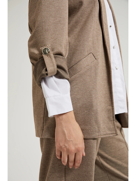 Moodo Sako so vyhrnutými rukávmi béžové Moodo