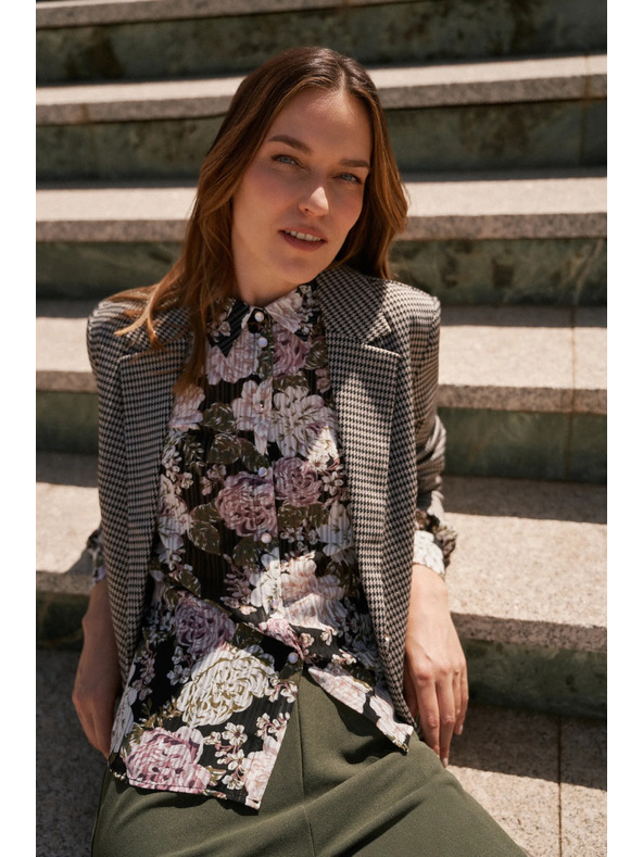 Moodo Jednostranný blejzer v pepito vzore béžový Moodo