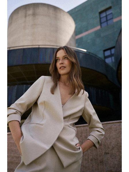 Moodo Sako so zriaseným 3/4 rukávom béžové Moodo