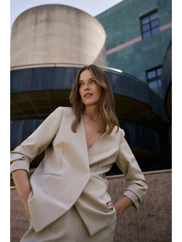 Moodo Sako so zriaseným 3/4 rukávom béžové Moodo