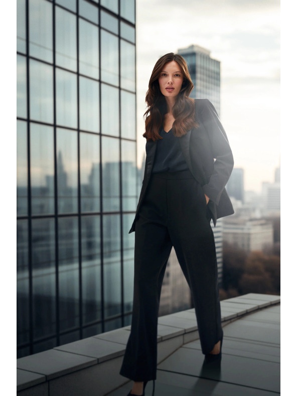 Moodo Elegantné sako čierne so zdobnými chlopňami Moodo