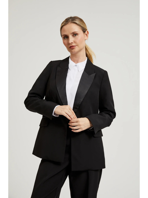 Moodo Elegantné sako čierne so zdobnými chlopňami Moodo