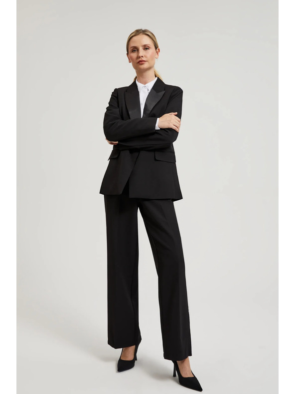 Moodo Elegantné sako čierne so zdobnými chlopňami Moodo