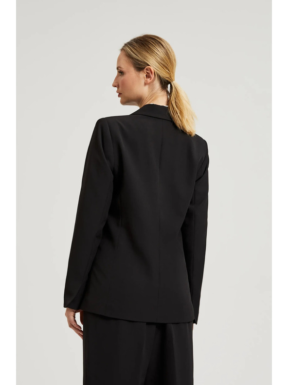 Moodo Elegantné sako čierne so zdobnými chlopňami Moodo