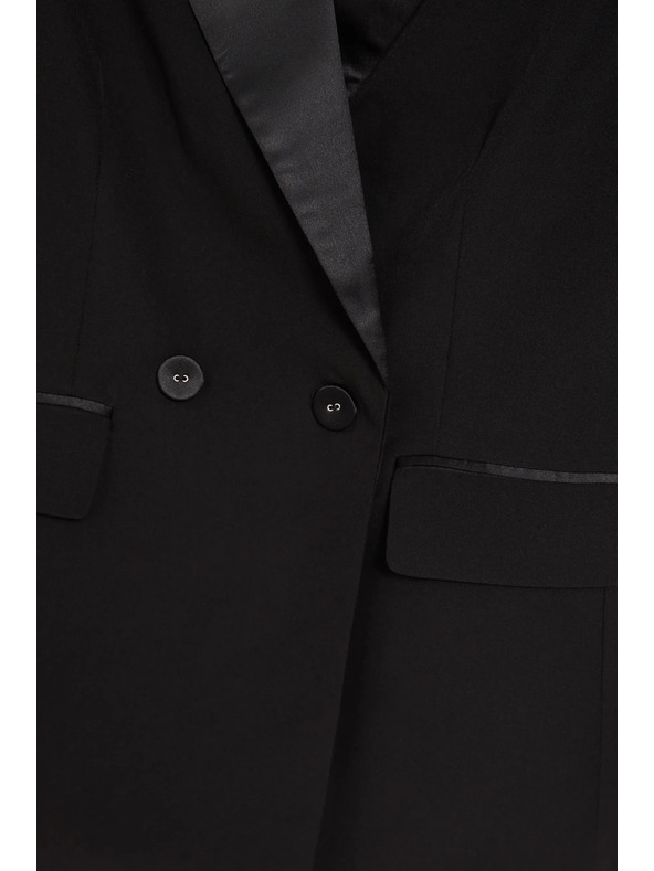 Moodo Elegantné sako čierne so zdobnými chlopňami Moodo