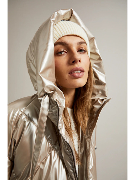 Moodo Prešívaná bunda s veľkými vreckami béžová Moodo